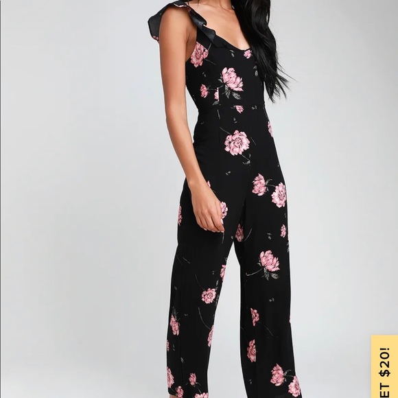 Black and pink floral jumpsuit new - Picture 3 of 6